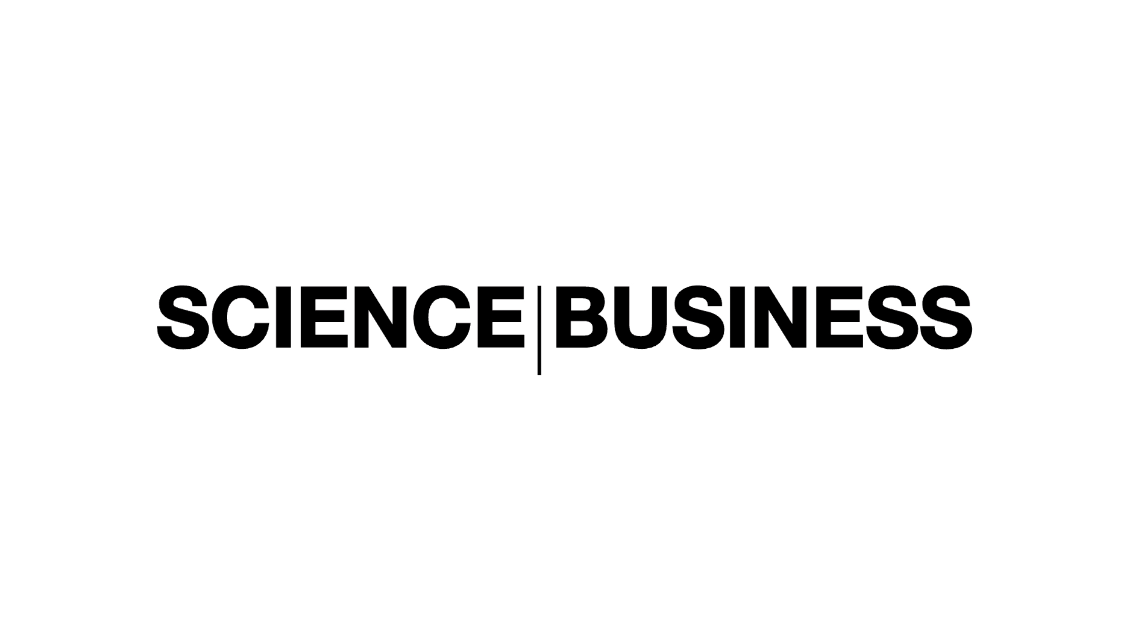 Black lettering of Science Business magazine logo.