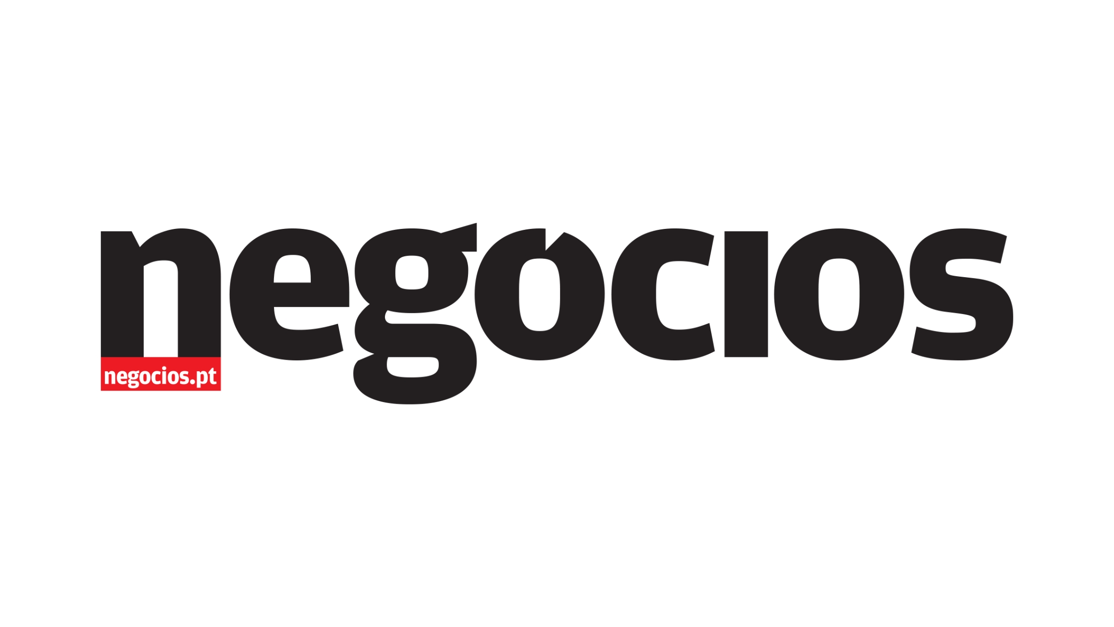 Black lettering of Negocios.pt logo.