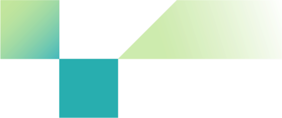 Abstract layered geometric shapes in teal and green gradients, featuring overlapping hexagon-like forms with soft transparency on a transparent background.