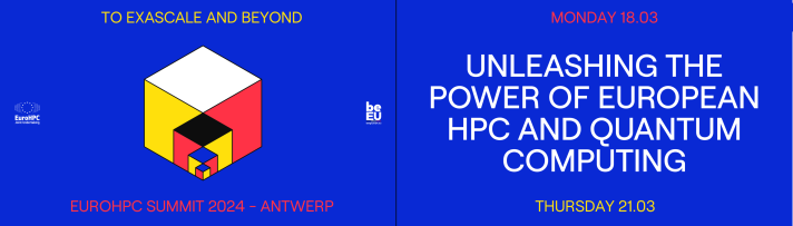 Blue banner regarding the EuroHPC Summit 2024.