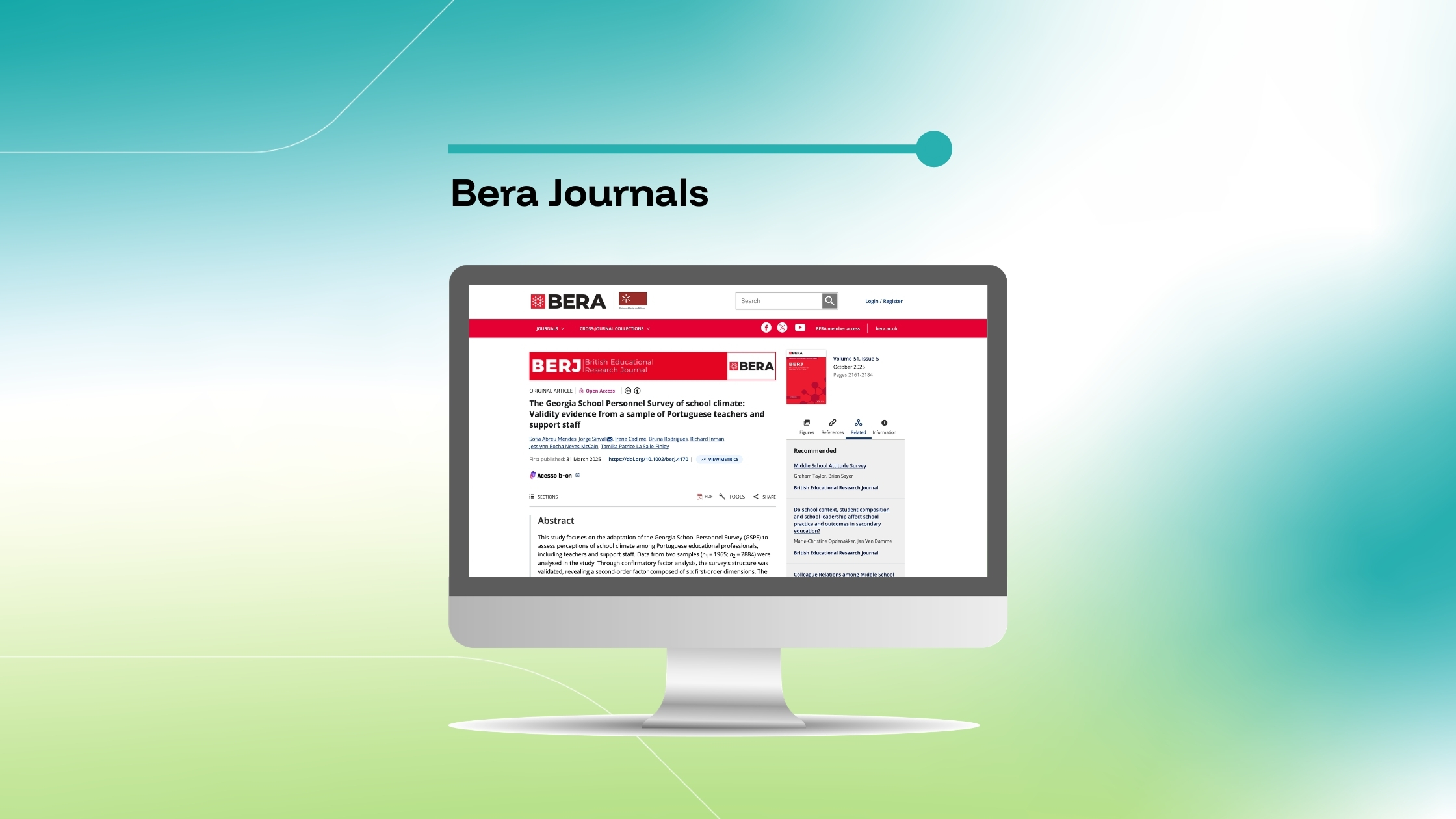 Screen with Bera journals website opened.