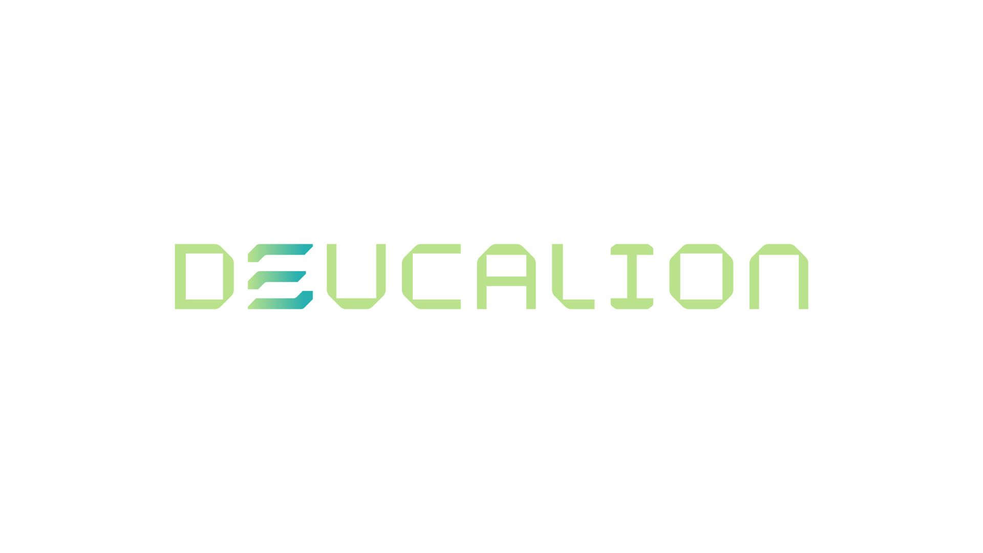 Deucalion green logo in white background.