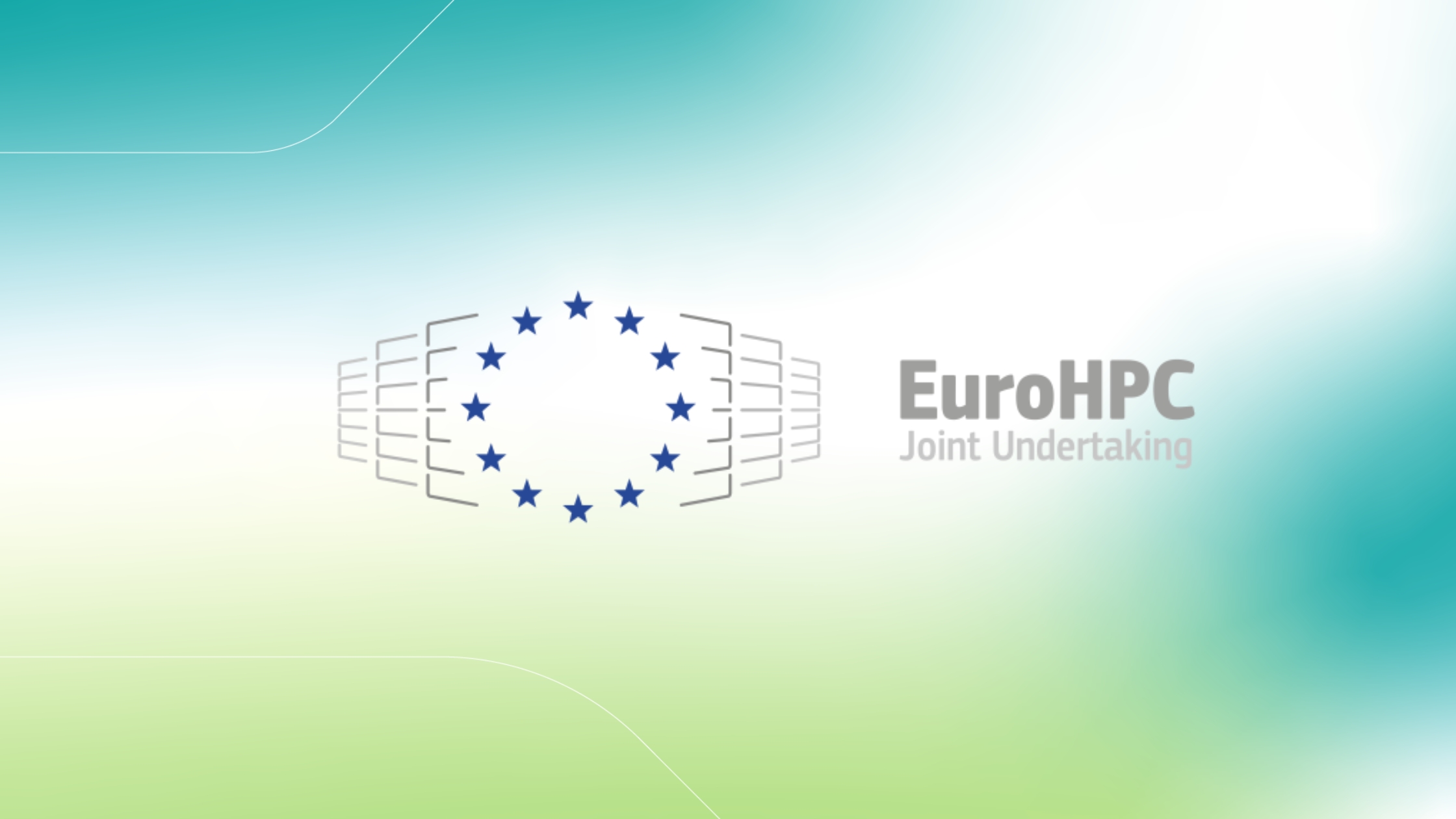 EuroHPC Joint Undertaking logo in a gradient green and blue background.