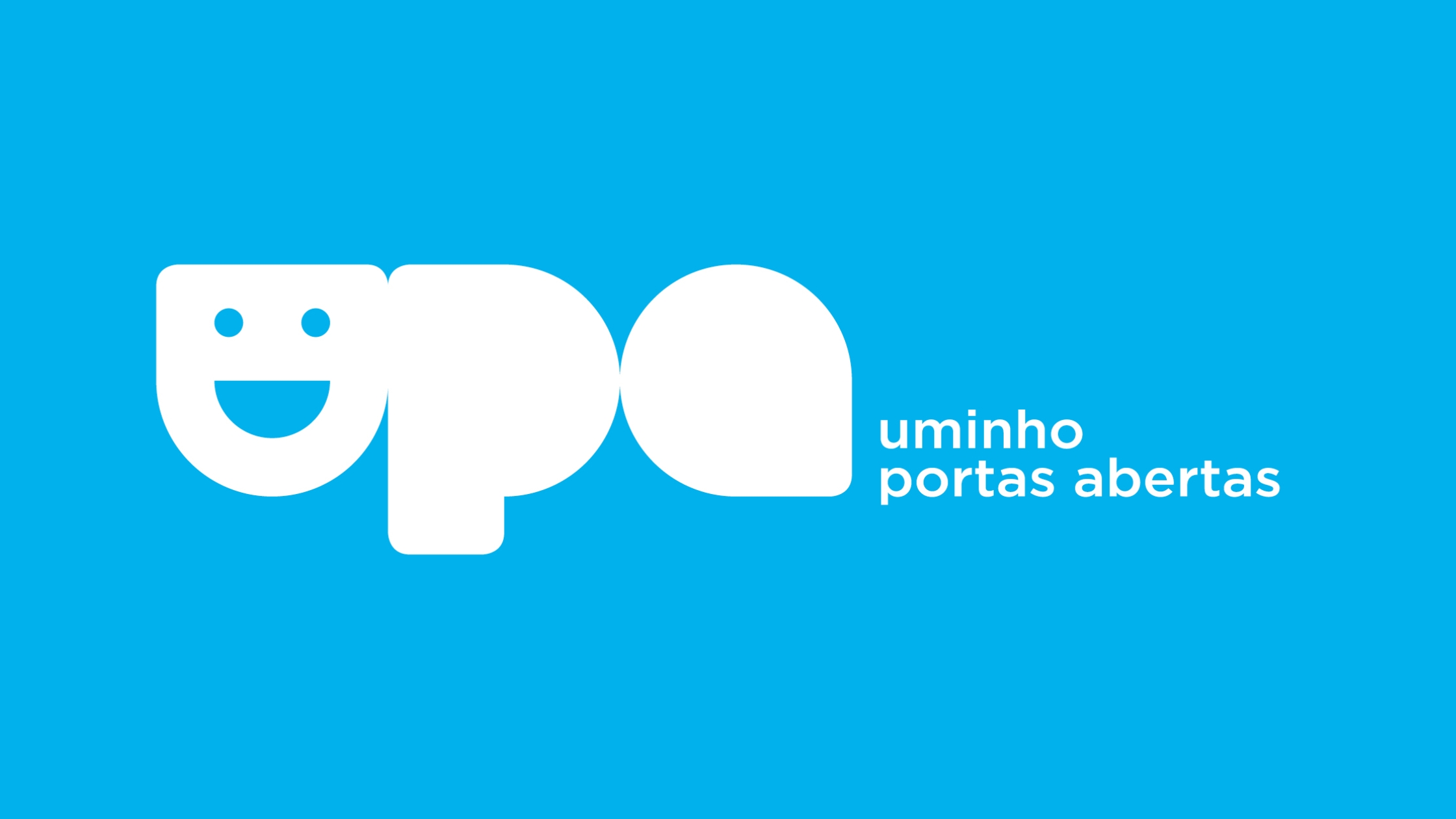 Blue banner with the letters UPA for the initiative UMinho de Portas Abertas.